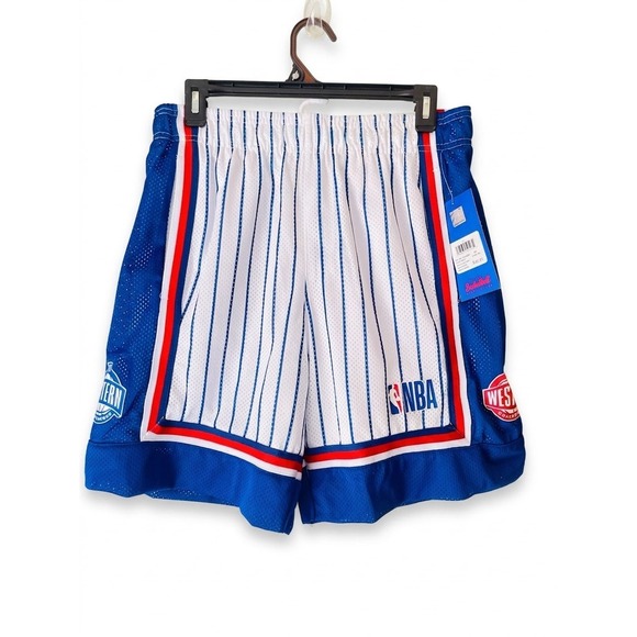 NBA Other - NBA Basketball Shorts Men's M White 
Blue Pinstripes All Star Mesh Athletic